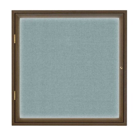 United Visual Products Single Door Slim Enclosed Radius EZ Tack Board, 48"x36", Gold/Grey UVRDS48EZ-GREY-GOLD